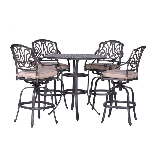Birch Lane™ Neilsen 4 Person Round Outdoor Dining Set with Cushions